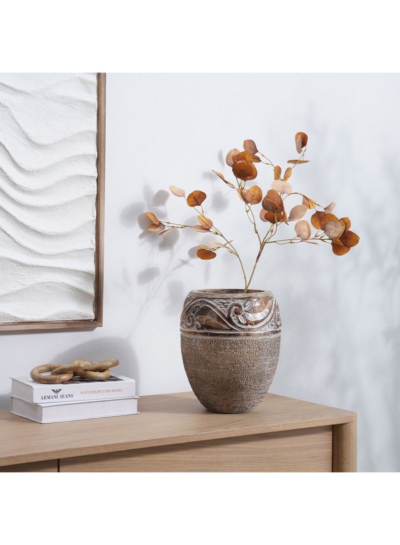 Eloise Albizia Wood Textured  Vase 27x27x30cm - White Wash