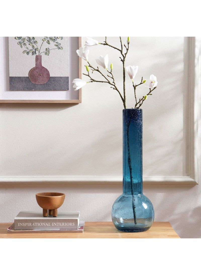 Alva Glass Vase 17.5x17.5x49cm- Blue