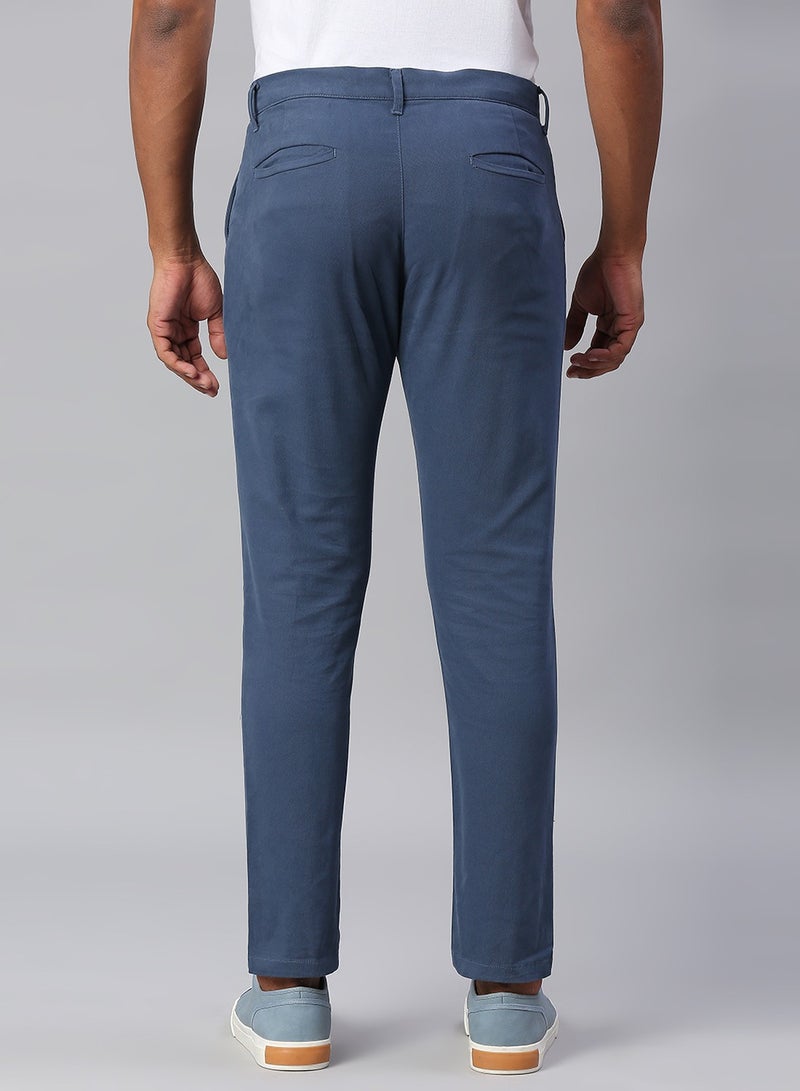 Men's Petrol Blue Tapered Fit Cotton Chino Pants