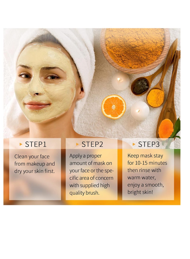 Vitamin C Face Mask with Kaolin Clay and Turmeric for Dark Spots, Dull Skin, Skincare Facial Mask for Controlling Oil and Refining Pores 5.29 Oz