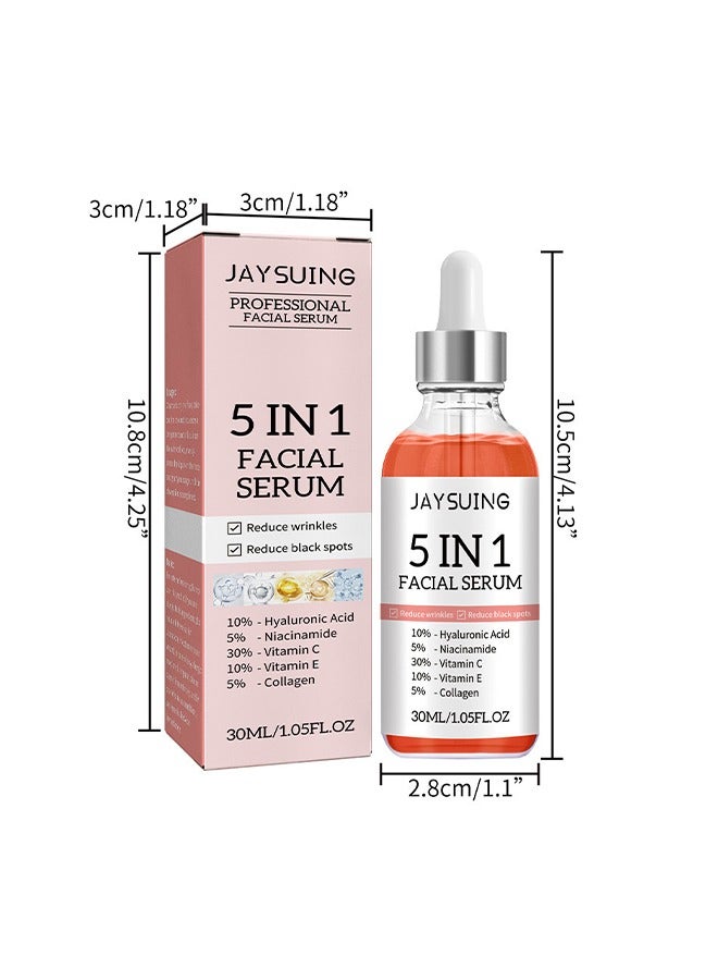 5 In 1 Facial Serum,With Hyaluronic ,Acid Niacinamide,Vitarmin C and E ,Collagen,  For Moisturizing Brightening Face Serum Anti-Aging Facial Serum For Dark Spots, Fine Lines And Wrinkles Smooth Skin 3