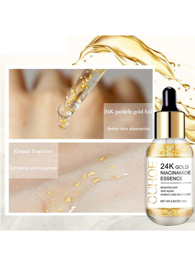 24k Gold Niacinamide Essence -Whitening,Anti Wrinkles & Anti Aging with Serums,Help Fade Spots  (15ml)