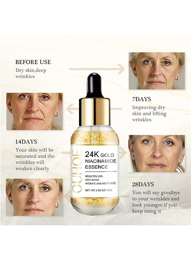 24k Gold Niacinamide Essence -Whitening,Anti Wrinkles & Anti Aging with Serums,Help Fade Spots  (15ml)