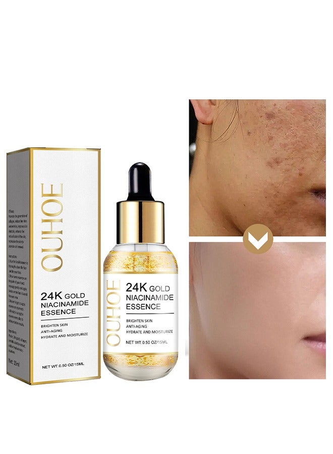 24k Gold Niacinamide Essence -Whitening,Anti Wrinkles & Anti Aging with Serums,Help Fade Spots  (15ml)