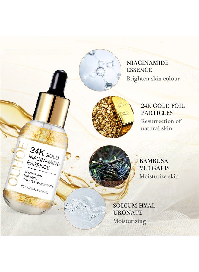 24k Gold Niacinamide Essence -Whitening,Anti Wrinkles & Anti Aging with Serums,Help Fade Spots  (15ml)