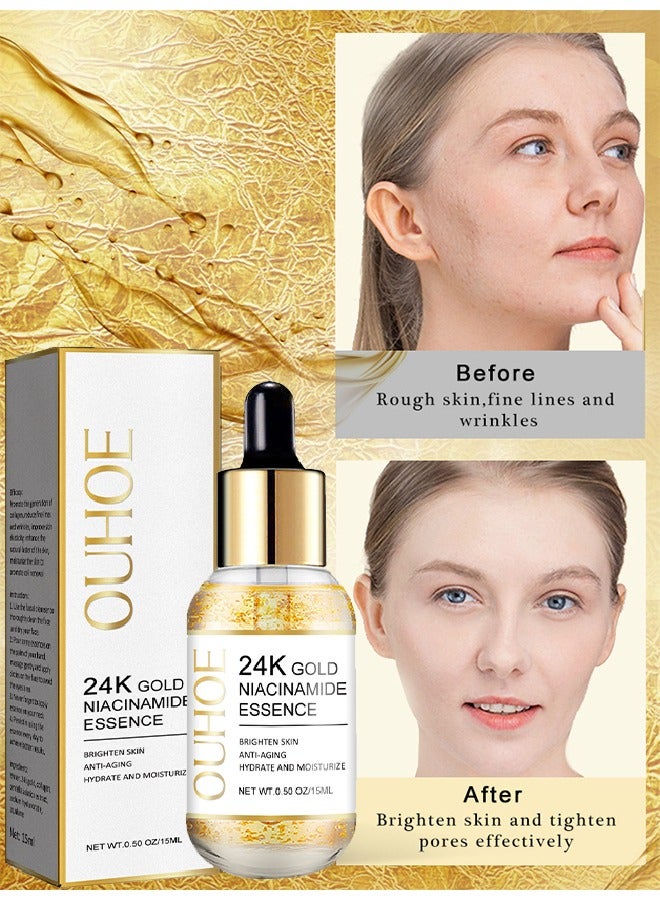 24k Gold Niacinamide Essence -Whitening,Anti Wrinkles & Anti Aging with Serums,Help Fade Spots  (15ml)