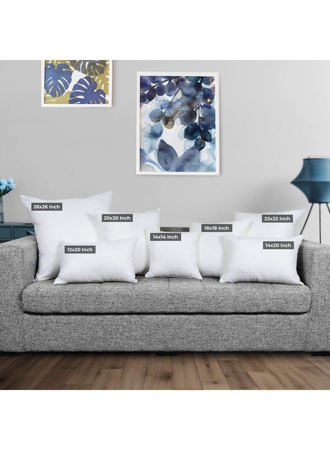 Throw Pillows Insert (Pack of 2, White) - 26 x 26 Inches Bed and Couch Pillows - Indoor Decorative Pillows