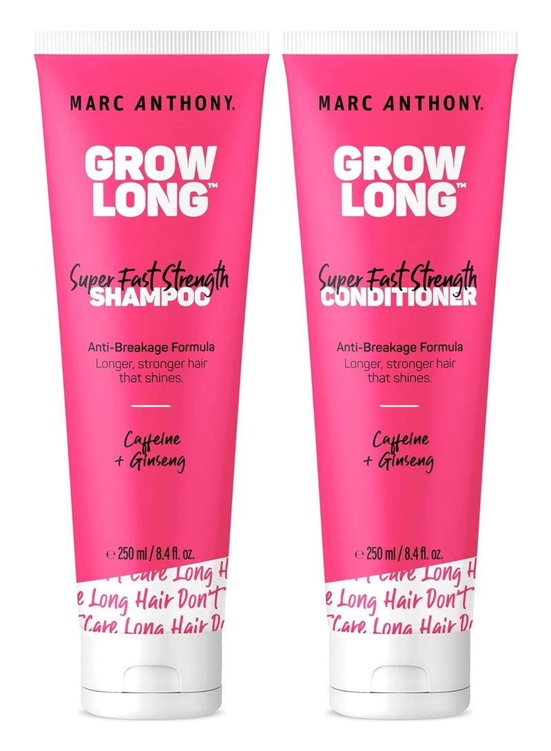 Marc Anthony Shampoo and Conditioner Set, Grow Long Biotin - Anti-Frizz Deep Conditioner For Split Ends & Breakage - Vitamin E, Caffeine & Ginseng for Curly, Dry & Damaged Hair