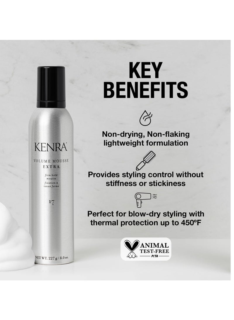 Kenra Professional Volume Mousse Extra 17 | Firm Hold Mousse | All Hair Types | 8 oz