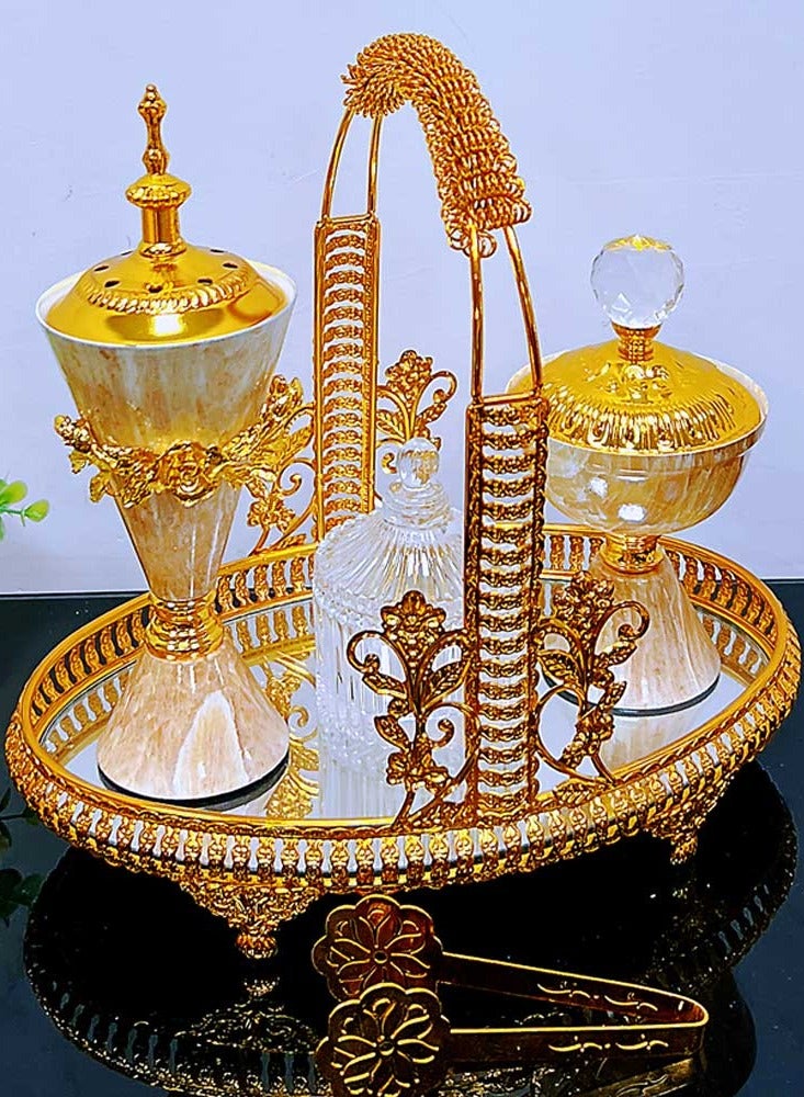 Golden Premium Incense Burner Set for Home Fragrance and Decore