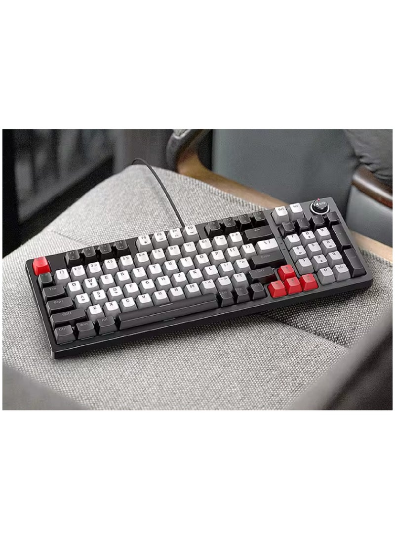 80% Mechanical Gaming Keyboard LED Backlit Compact 97 Keys Wired Mechanical Keyboard With Volume Control Knob  Switch Keyboard for Gaming or Office