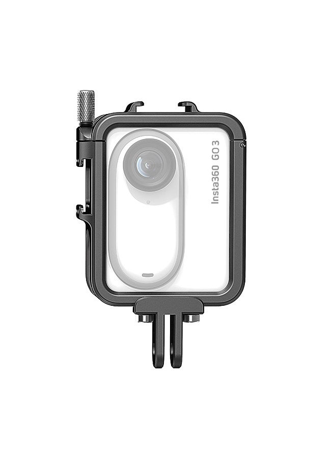 AG01 Sports Camera Video Cage Camera Cage Aluminum Alloy with Dual Cold Shoe Mounts & Sports Camera Adapter Metal Protective Frame Compatible with Insta360 GO 3
