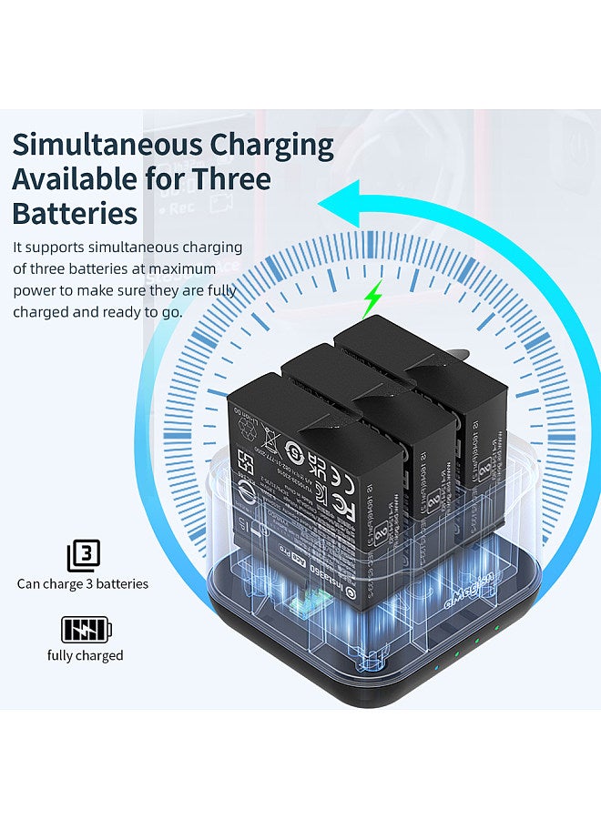 AC21 Battery Charger with 3 Battery Channels Charging Box with USB Port & 2 Card Slots Compatible with Insta 360 Ace Pro/Ace