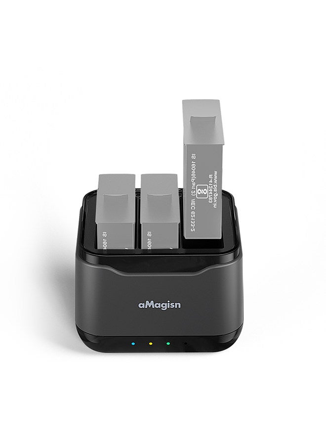 AC21 Battery Charger with 3 Battery Channels Charging Box with USB Port & 2 Card Slots Compatible with Insta 360 Ace Pro/Ace