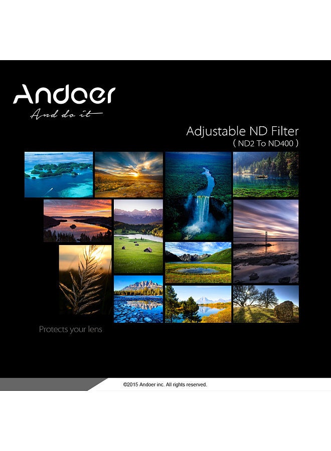 72mm ND Fader Neutral Density Adjustable ND2 to ND400 Variable Filter for Canon Nikon DSLR Camera