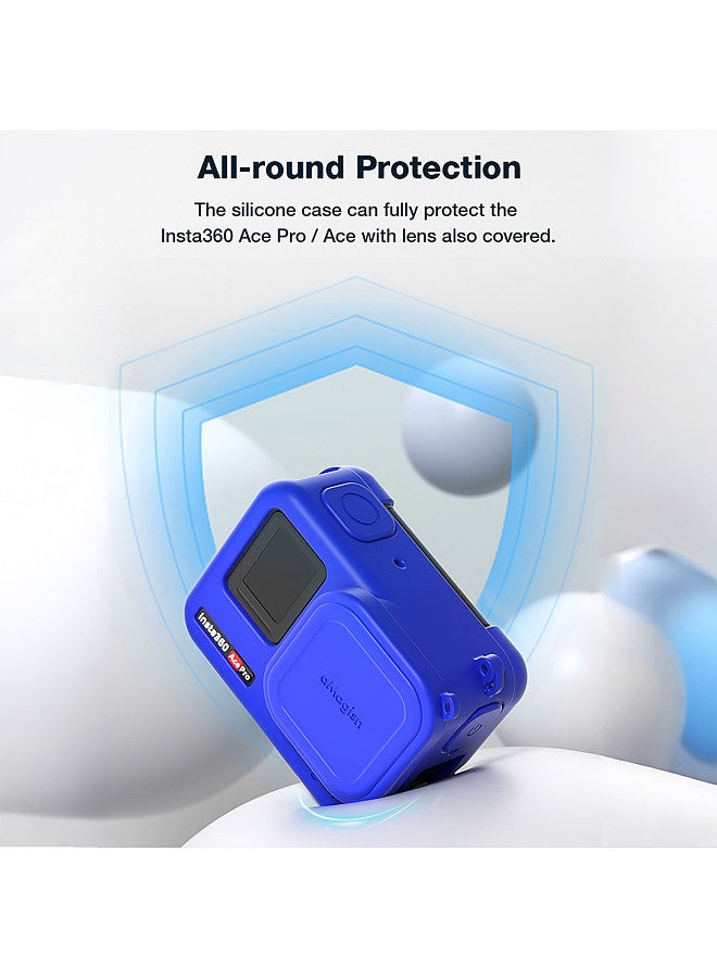 AC08 Silicone Camera Protectiv Kit Camera Protector Case + Lense Cover + 2 Straps Compatible with Insta 360 Ace Camera