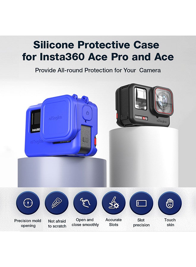 AC08 Silicone Camera Protectiv Kit Camera Protector Case + Lense Cover + 2 Straps Compatible with Insta 360 Ace Camera