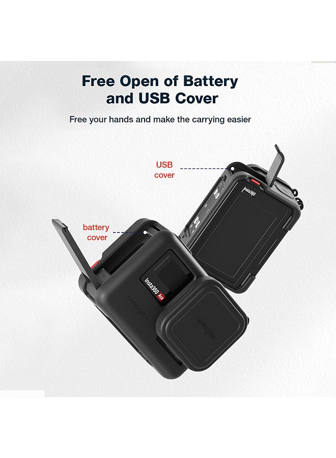 AC08 Silicone Camera Protectiv Kit Camera Protector Case + Lense Cover + 2 Straps Compatible with Insta 360 Ace Camera