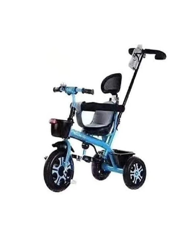 Tricycle for Kids Dual Storage Basket & Parental Push Handle Kids Tricycle for 2 to 5 Years Boy Girl Blue Color