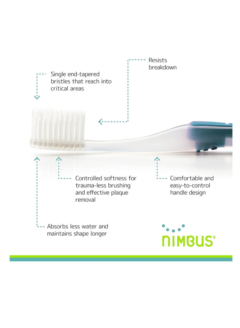 NIMBUS Extra Soft Toothbrushes (Regular Size Head), Periodontist Design Tapered Bristles for Sensitive Teeth & Receding Gums (5 Pack, Colors May Vary)
