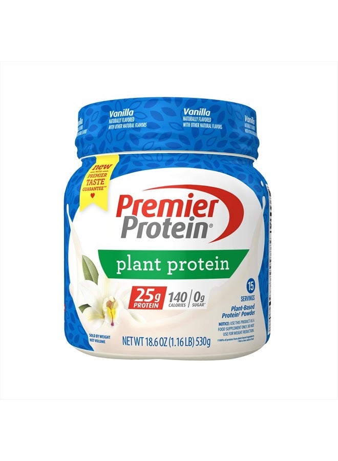 Powder Plant Protein, Vanilla, 25g Plant-Based Protein, 0g Sugar, Gluten Free, No Soy or Dairy Ingredients, 15 Servings