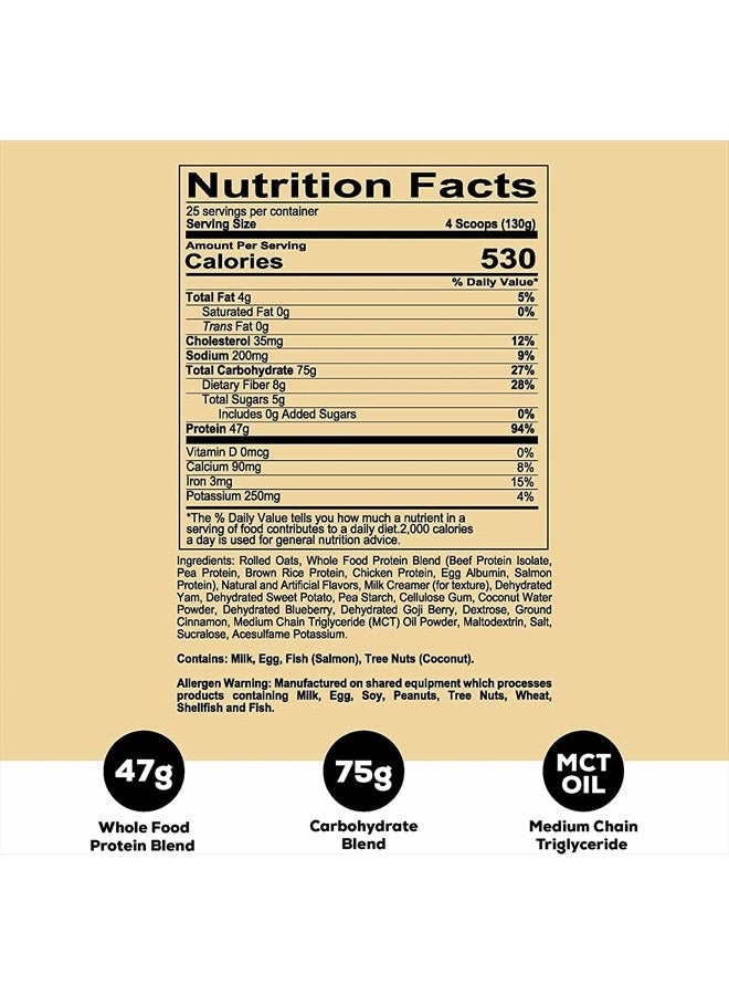 MRE Protein Powder, Vanilla Milkshake - Meal Replacement Protein Blend Made with MCT Oil & Whole Foods - Protein with Natural Ingredients to Aid in Muscle Recovery (25 Servings)