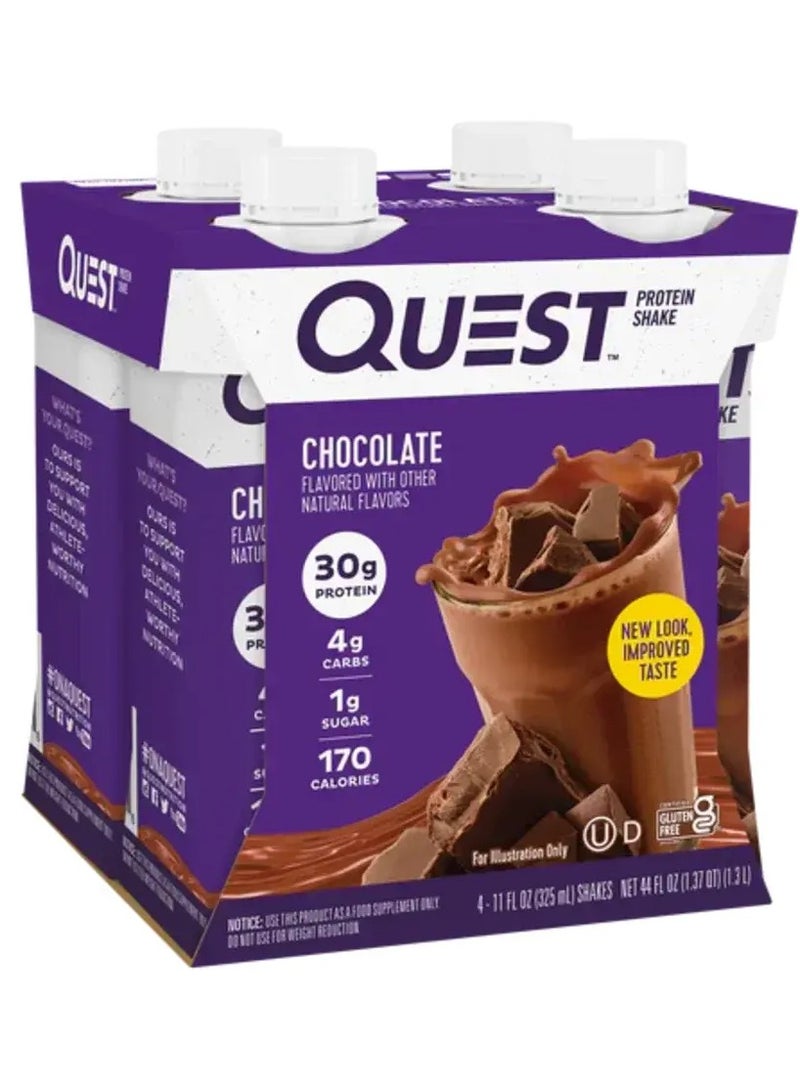Quest Protein shake Chocolate Flavor, 325ml Pack of 4