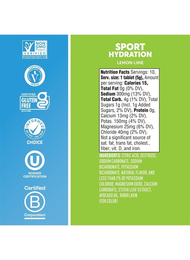 Sport Electrolyte Tablets for Proactive Hydration, Lemon Lime, 4 Pack (40 Servings)