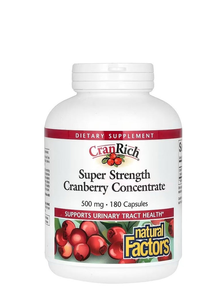 CranRich, Cranberry Concentrate, Super Strength, 500 mg, 180 Capsules