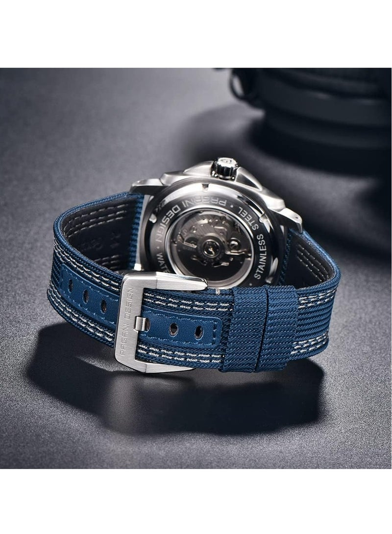 PD1736 Men's Automatic Watches Fashion Mens Mechanical Wristwatches Skeleton Dial Analog Casual Leather Bracelet