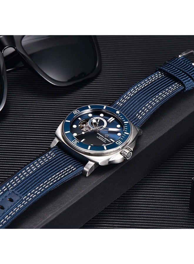 PD1736 Men's Automatic Watches Fashion Mens Mechanical Wristwatches Skeleton Dial Analog Casual Leather Bracelet