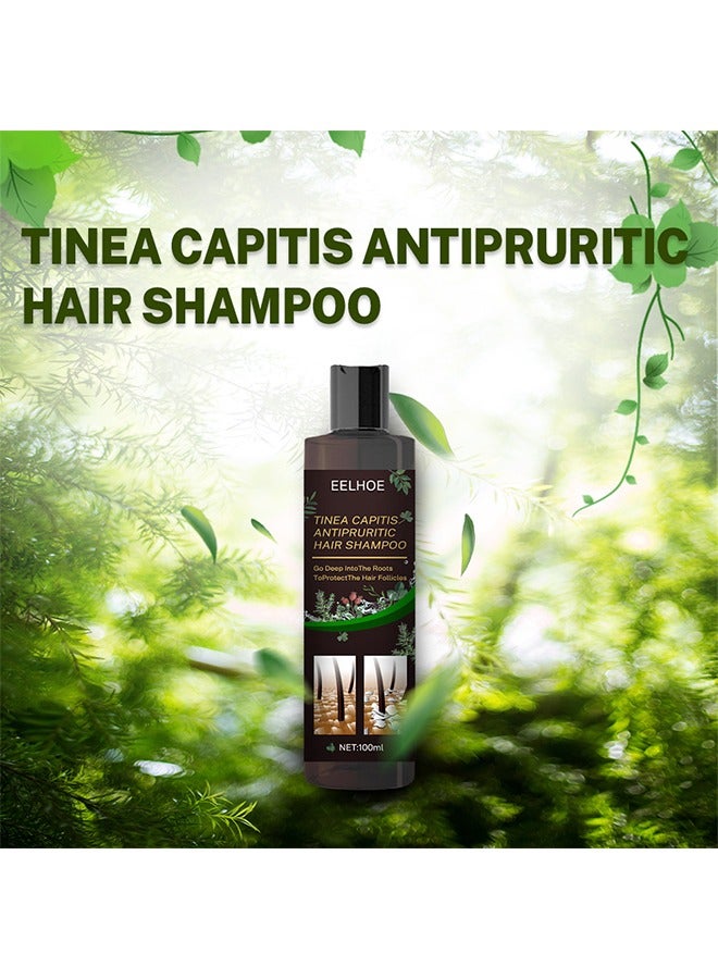 Tinea Capitis Antipruritic Hair Shampoo- Deep Clean Safe Gentle Effective Professional Anti-Dandruff Remove Mites and Relieve Itching Natural Extract Anti Hair Loss 100ml