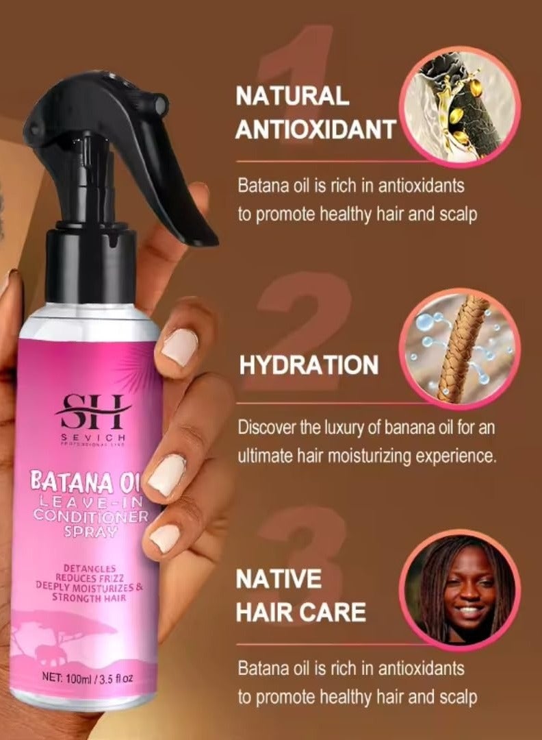 100ml Batana Oil Leave in Conditioner Spray Natural 100% Raw Batana Oil Hair Leave in Conditioner Detangles Reduce Frizz Hair Deeply Moisturize and Strengthen Hair Leave in Conditioner