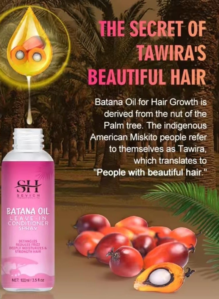 100ml Batana Oil Leave in Conditioner Spray Natural 100% Raw Batana Oil Hair Leave in Conditioner Detangles Reduce Frizz Hair Deeply Moisturize and Strengthen Hair Leave in Conditioner