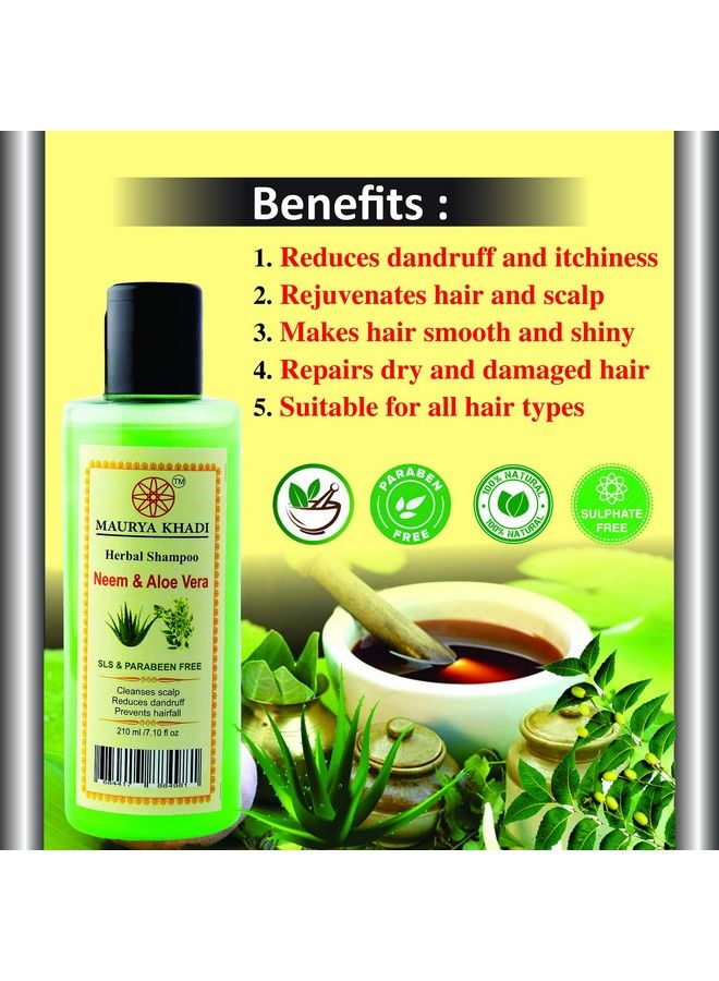 Natural Herbal Neem & Aloevera Shampoo (Sls & Paraben Free) 210Ml Pack Of 2