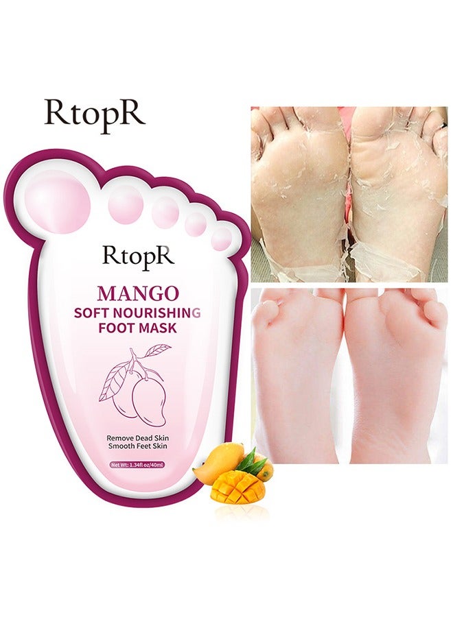 Mango Soft Nourishing Foot Mask, Provides a Treatment To Remove Dead, Dark Yellow Complexion, Dry, and Calloused Skin, Effectively Improve Rough and Crack Foot Skin, Safe To Use On Everyone 1 Pair