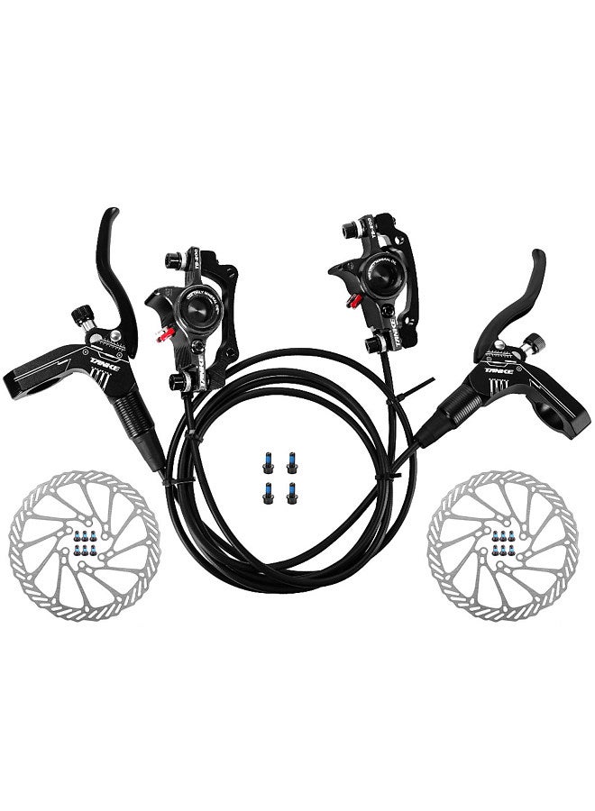 Bicycle Hydraulic Disc Brakes Front Rear Calipers Set for MTB Mountain Bike Left Right Brake Lever Kit with 160mm Disc Rotor