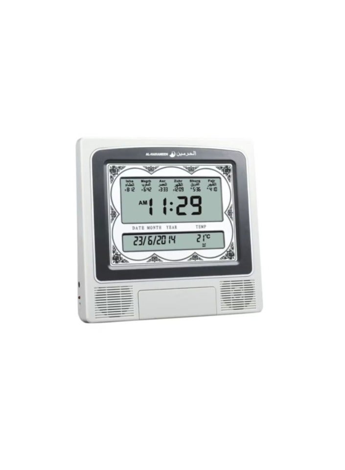 Digital Azan Table Alarm Clock Silver/Black 227x32x215mm
