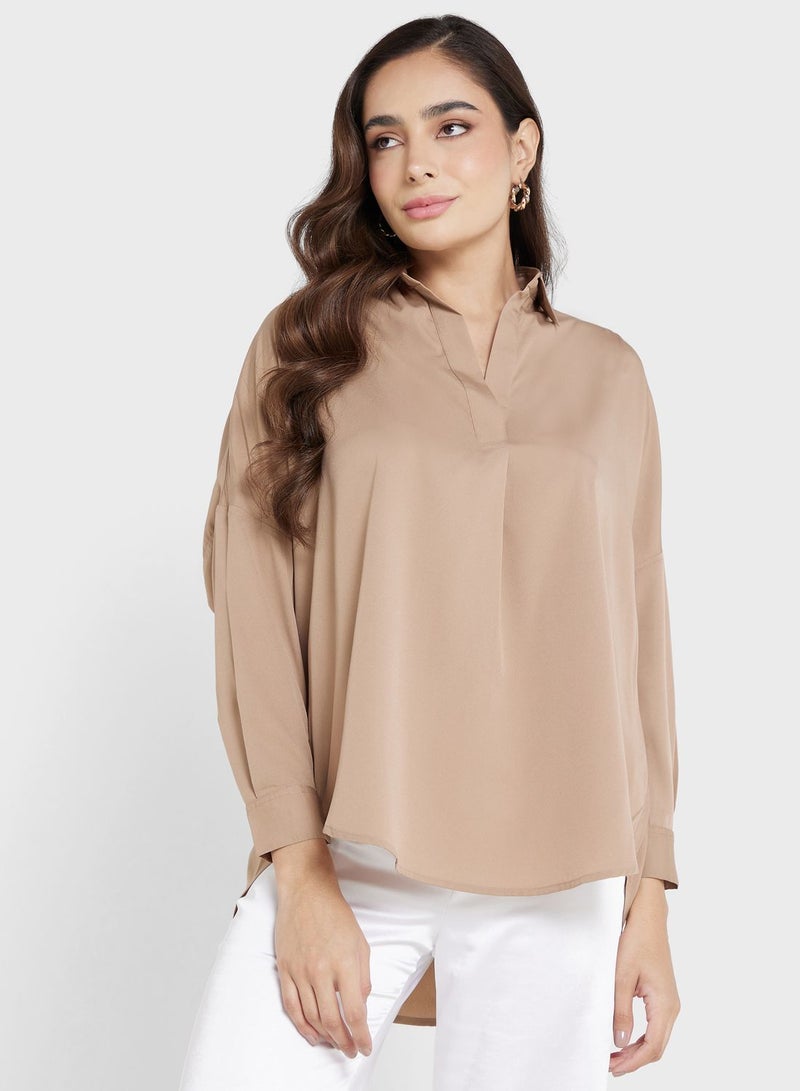 Buttoned Neck Top