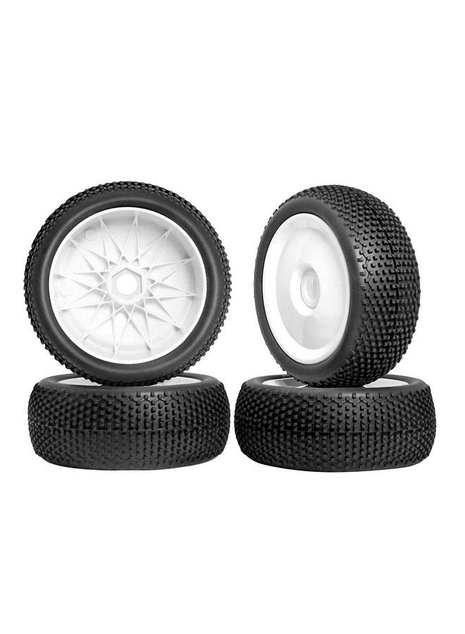 4Pcs Preglued 17Mm Hex Wheels And Tires 1/8 Scale Rc Buggy Rc Tires And Wheels With Foam Inserts 1/8 Rc Buggy Tires And Wheels For Typhon, Redcat, Team, Losi, Hpi, Hps, 4Pcswhite