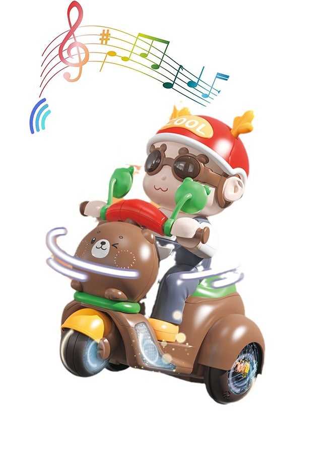 electric Toy Stunt Tricycle Motorcycle, Rotating Lights Concert Singing Dancing Toys