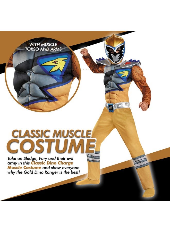 Gold Power Rangers Costume For Kids. Official Licensed Gold Ranger Dino Charge Classic Muscle Power Ranger Suit With Mask For Boys & Girls Medium (78)