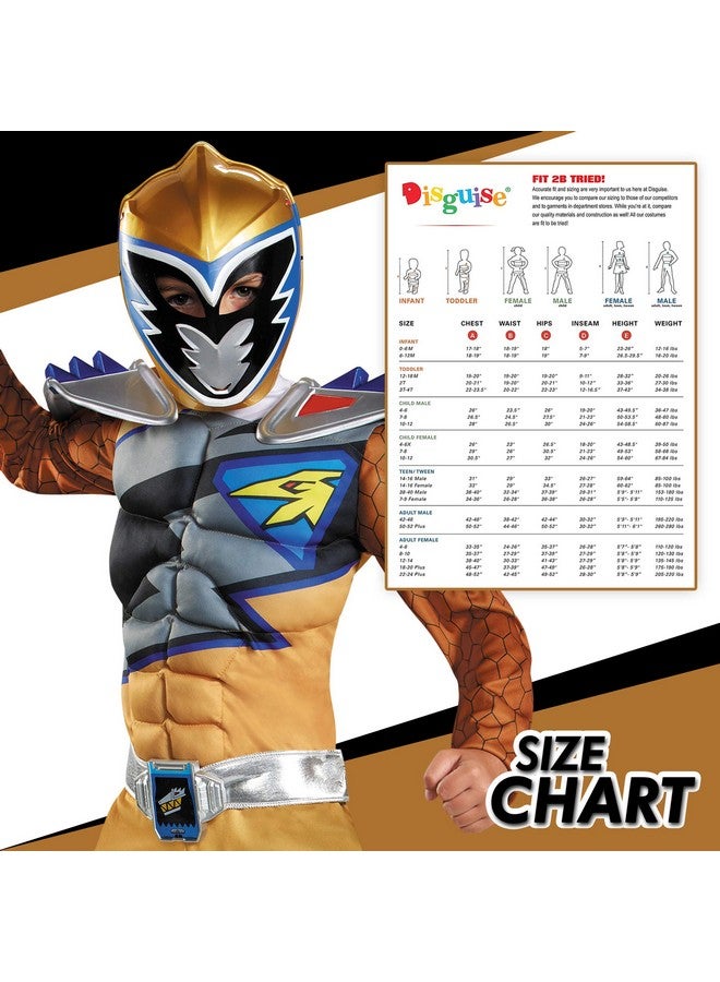 Gold Power Rangers Costume For Kids. Official Licensed Gold Ranger Dino Charge Classic Muscle Power Ranger Suit With Mask For Boys & Girls Medium (78)