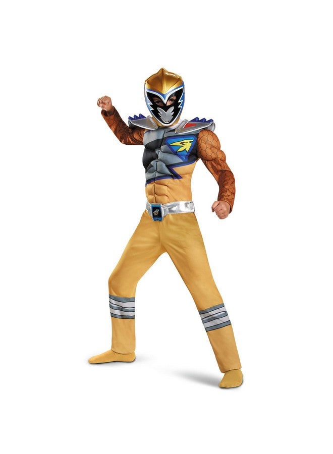 Gold Power Rangers Costume For Kids. Official Licensed Gold Ranger Dino Charge Classic Muscle Power Ranger Suit With Mask For Boys & Girls Medium (78)