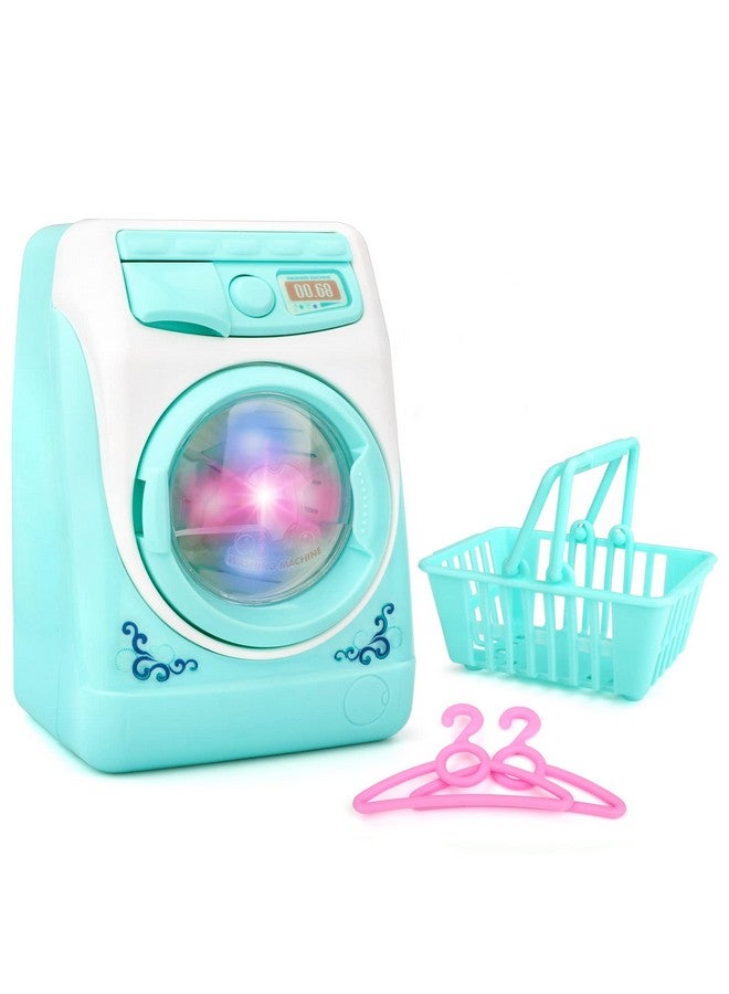 Washing Machine Toy For Kids Dollhouse Furniture Pretend Play Household Appliance Realistic Sounds With Lights Laundry Play Set With Rotatable Roller For Boys Girls