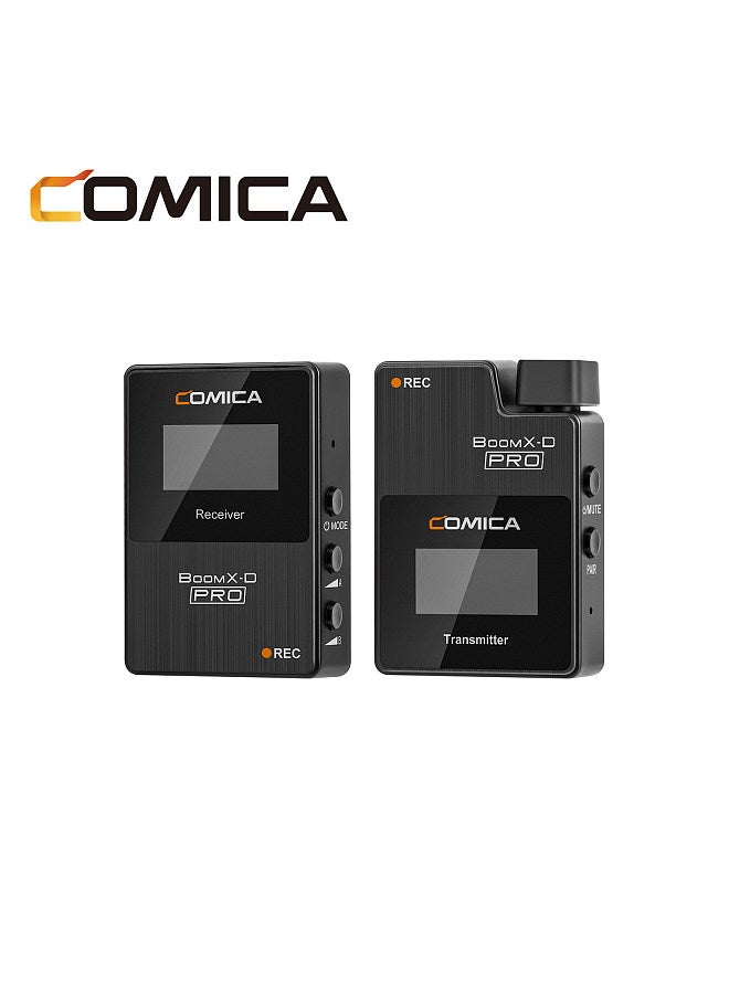 BoomX-D PRO D1 One-Trigger-One 2.4G Dual-Channel Wireless Microphone System Built-in 8G Memory Card Digital & Analog Output Modes 100M Effective Range