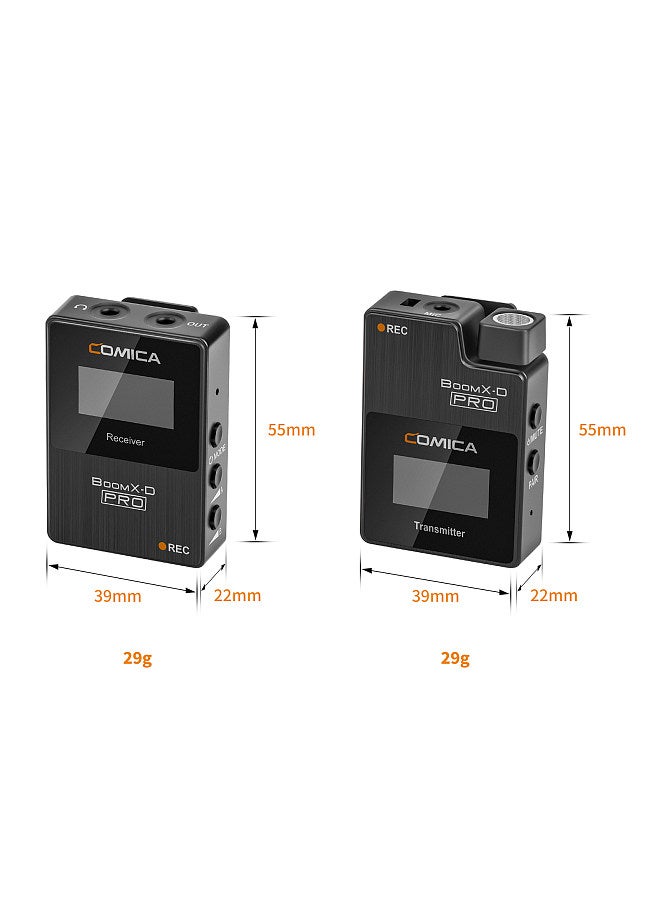 BoomX-D PRO D1 One-Trigger-One 2.4G Dual-Channel Wireless Microphone System Built-in 8G Memory Card Digital & Analog Output Modes 100M Effective Range