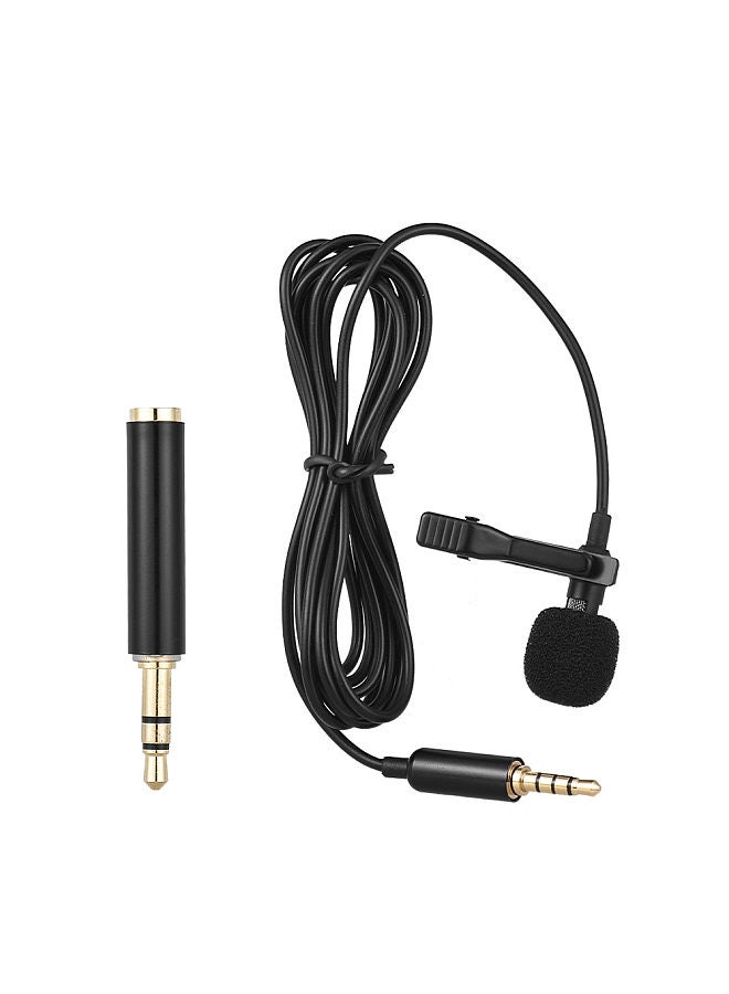 Mini Portable Clip-on Lapel Lavalier Condenser Mic Wired Microphone Compatible with iPhone iPad Android Smartphone DSLR Camera Computer PC Laptop