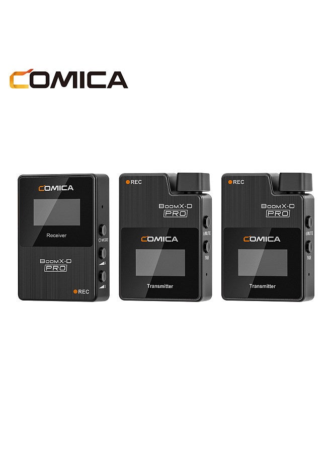 BoomX-D PRO D2 One-Trigger-Two 2.4G Dual-Channel Wireless Microphone System Built-in 8G Memory Card Digital & Analog Output Modes 100M Effective Range