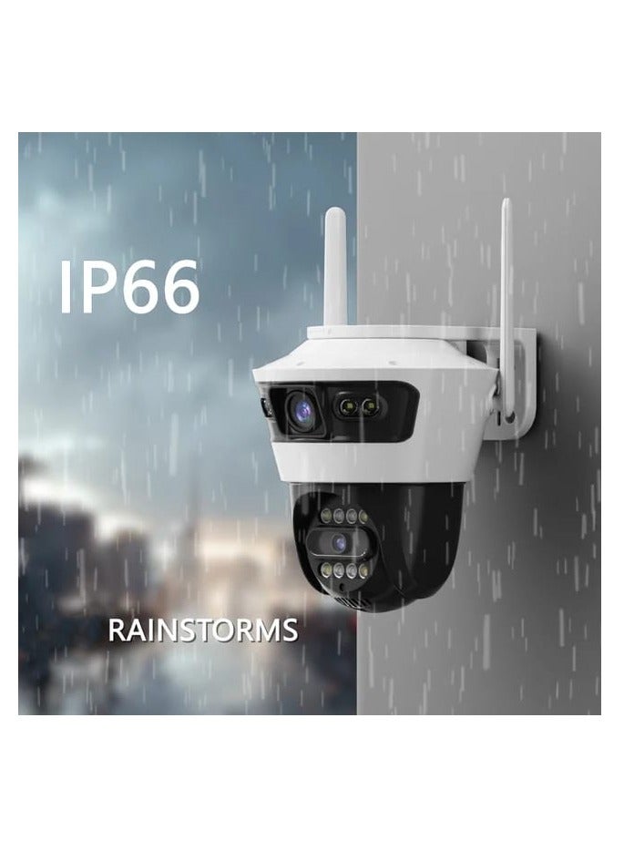 Jortan 8MP Dual Lens Indoor Outdoor Wi-Fi Security Camera, Full Color IR Night Vision, 2 way Talking, Motion Detection, IP66 Water and Dustproof, PTZ Control, 24/7 Recording